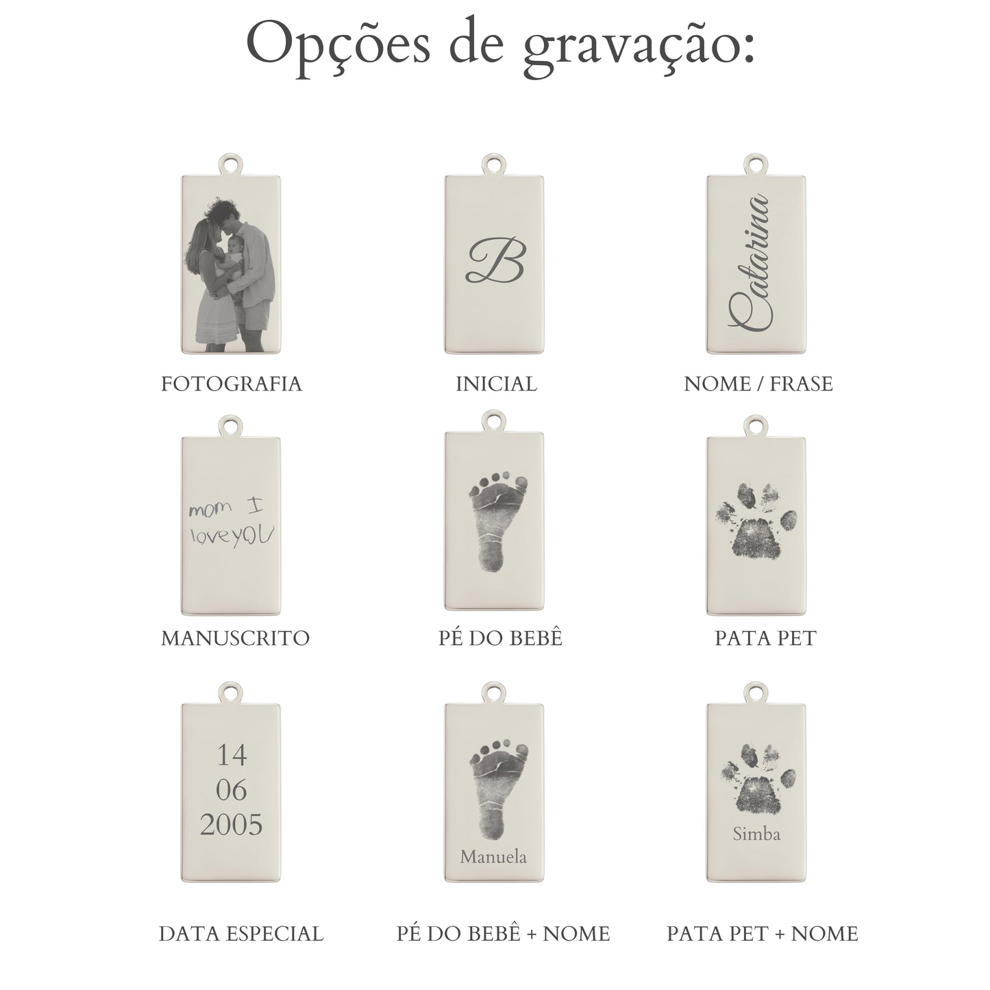 Colar Medalha Retangular Personalizável