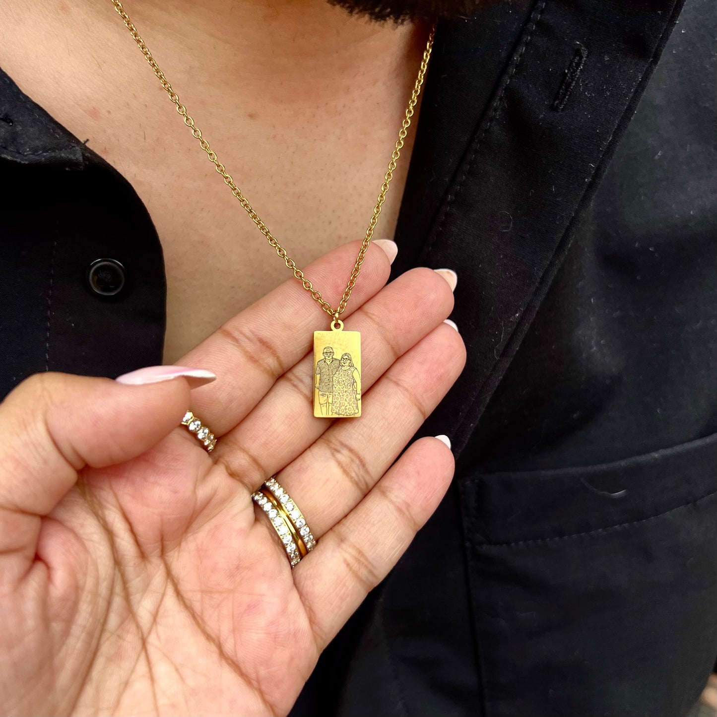 Colar Medalha Retangular Personalizável