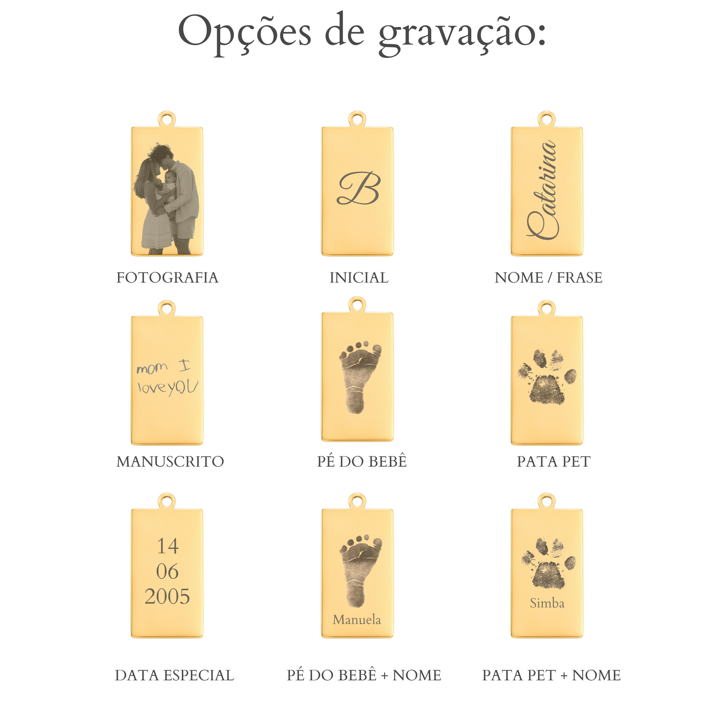 Colar Medalha Retangular Personalizável