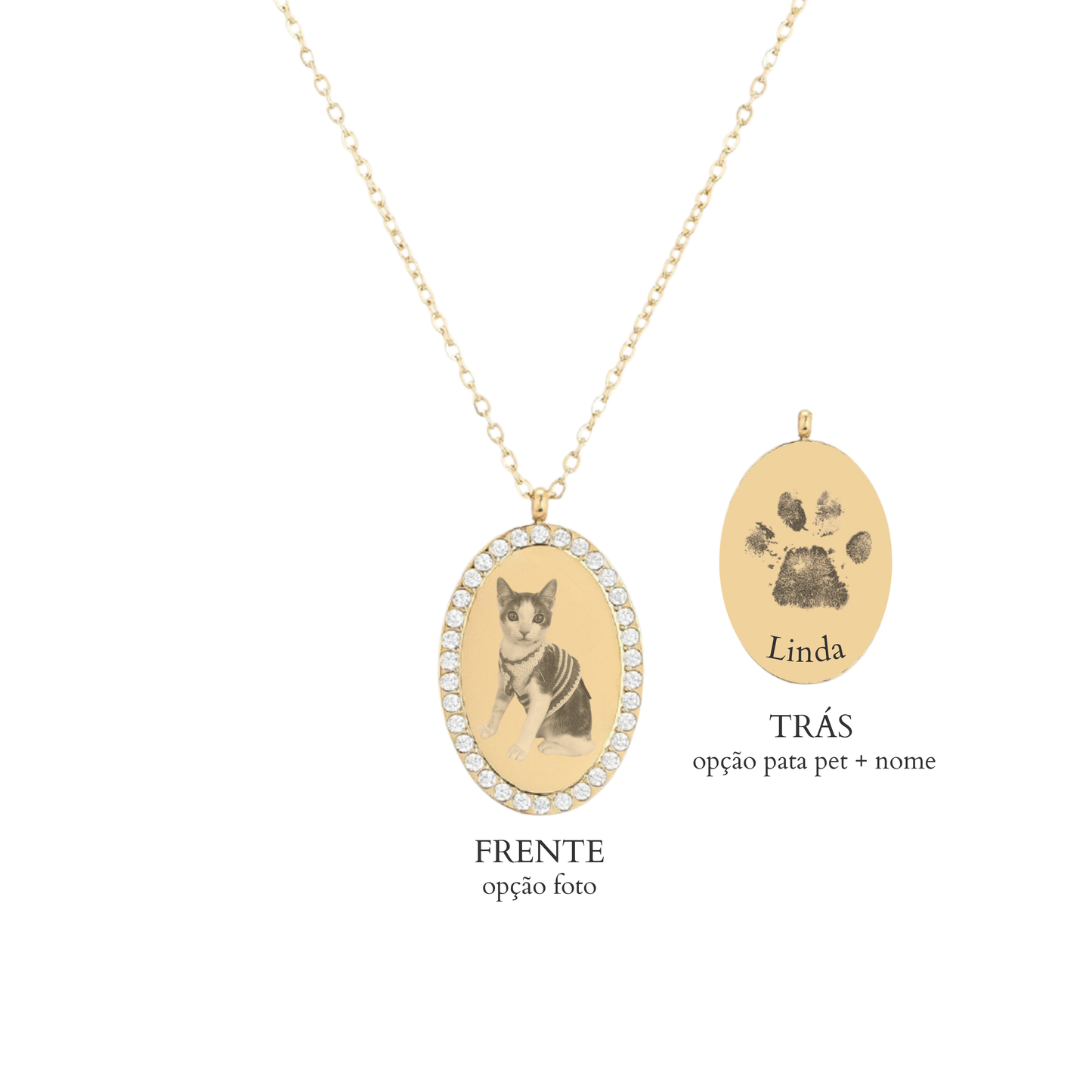 Colar Medalha Brilhantes Personalizável