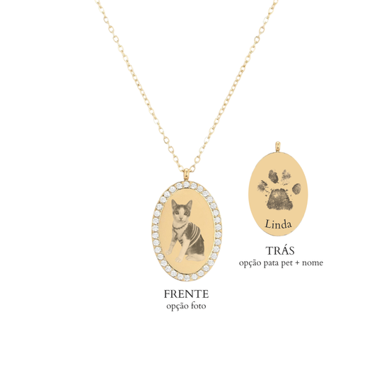 Colar Medalha Brilhantes Personalizável