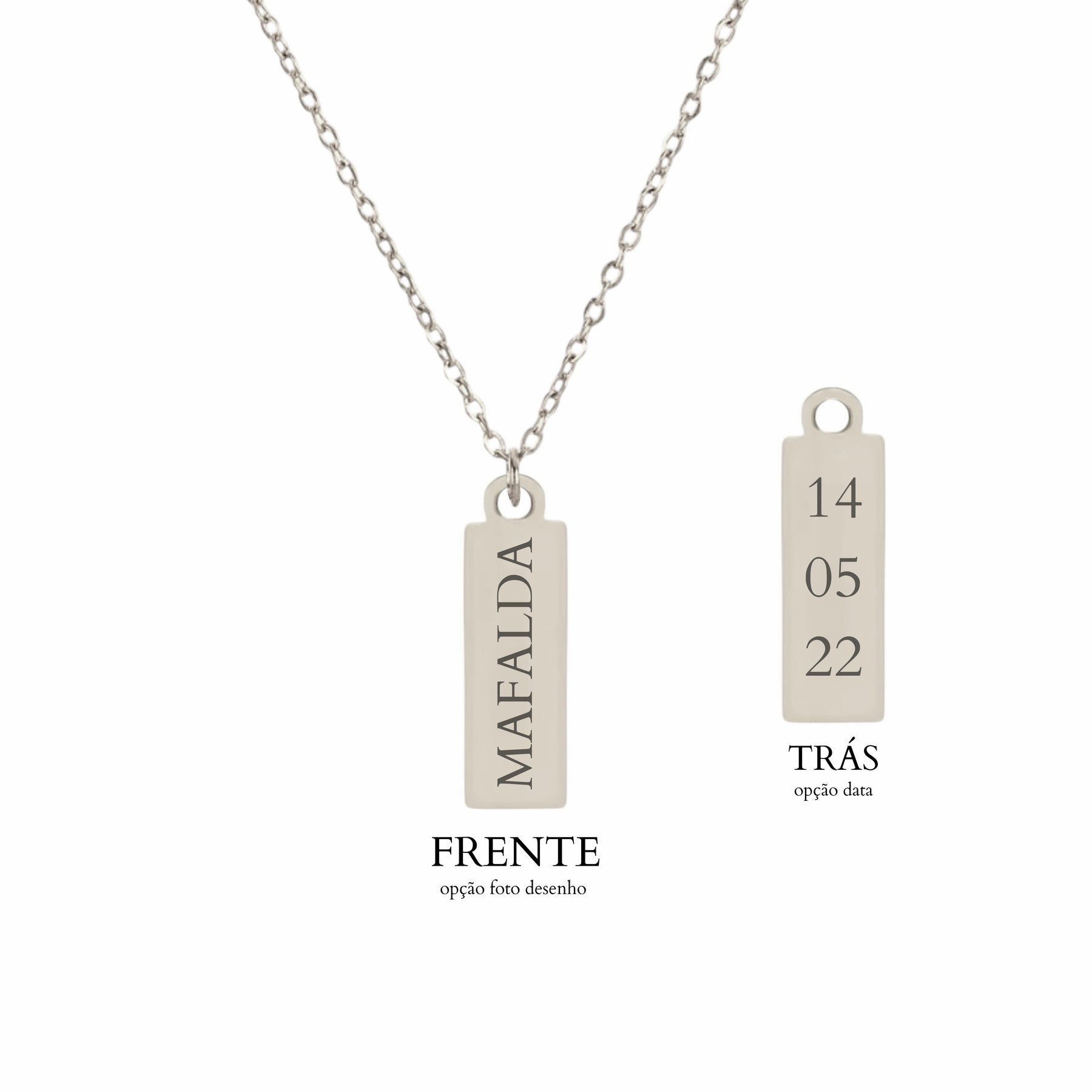 Colar Retangular Fino Personalizável