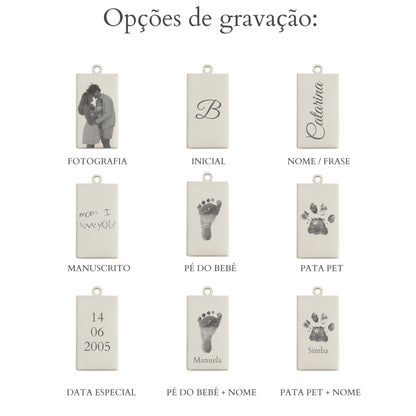 Colar Medalha Retangular Personalizável