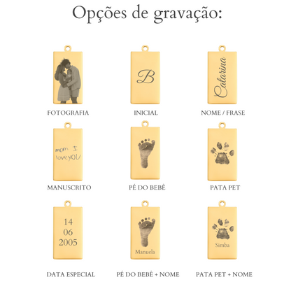 Colar Medalha Retangular Personalizável
