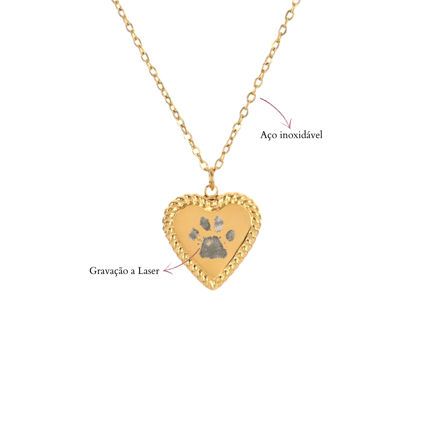 Colar Medalha Coração Personalizável