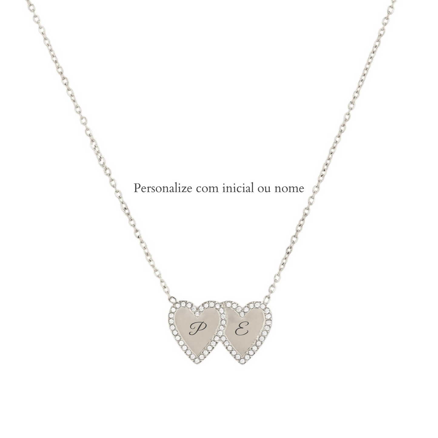 Colar Coração Duplo Personalizável