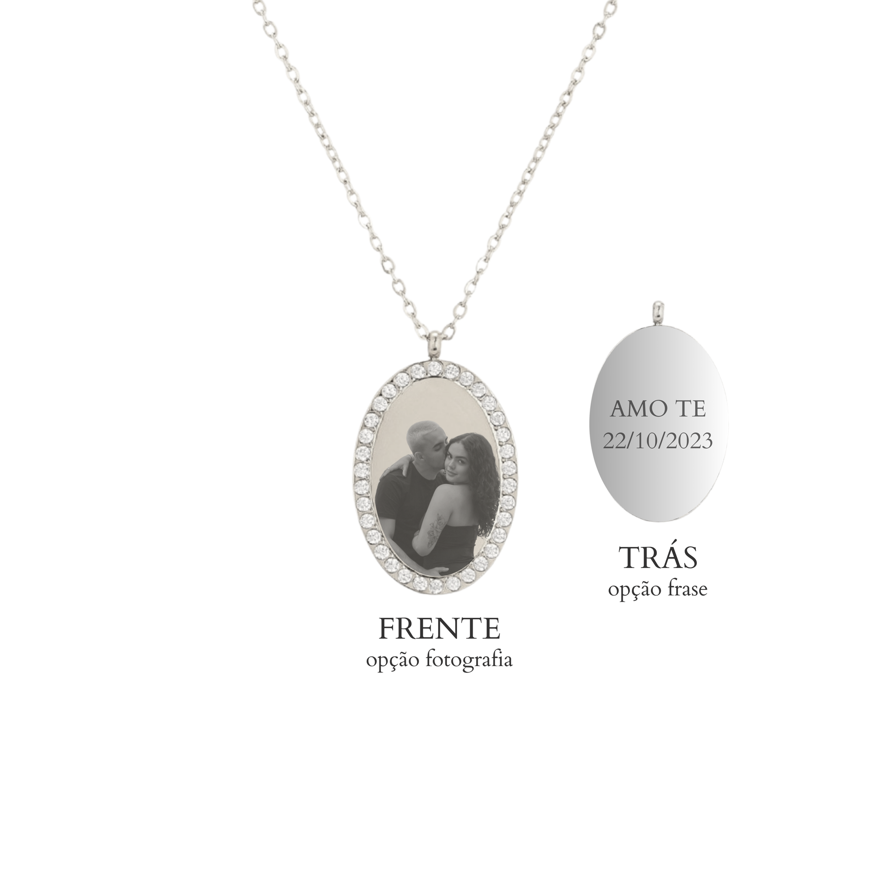 Colar Medalha Brilhantes Personalizável