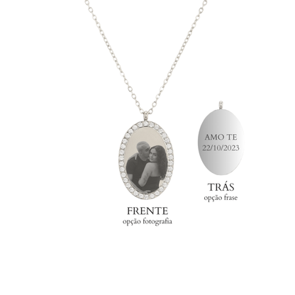 Colar Medalha Brilhantes Personalizável