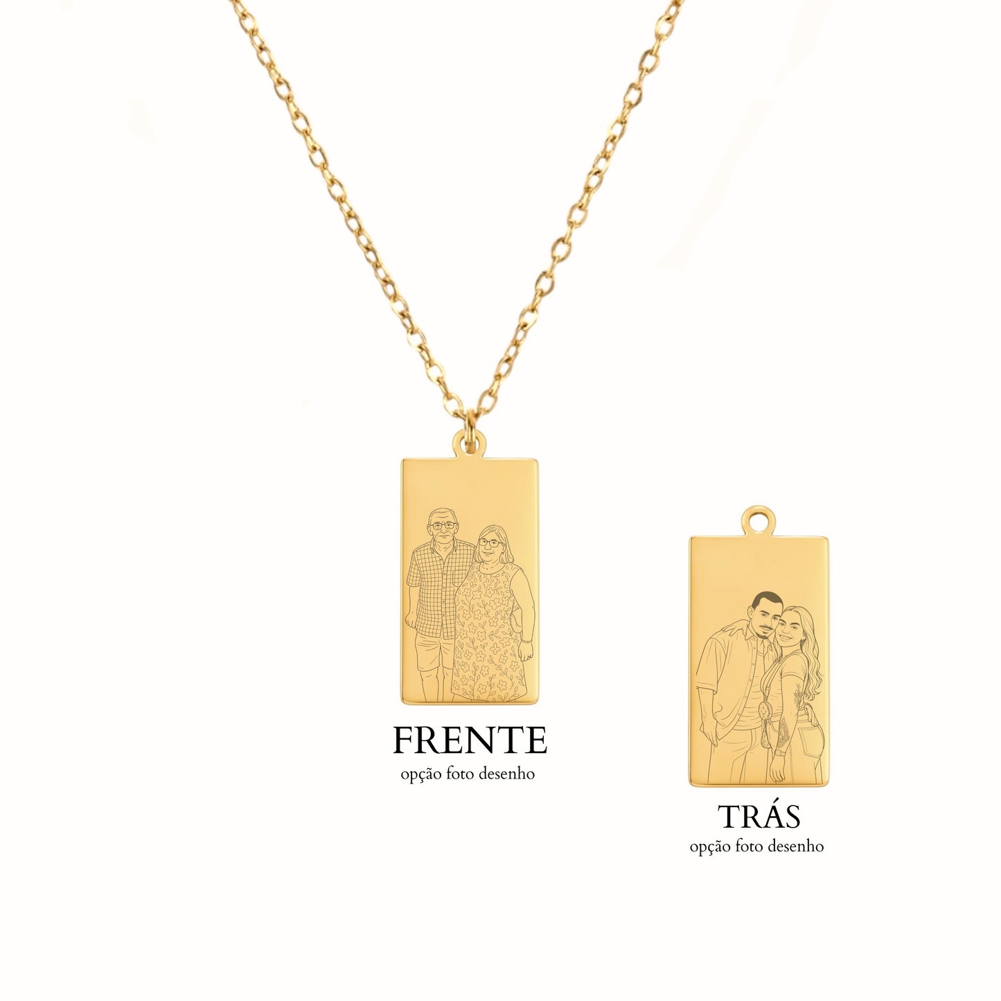 Colar Medalha Retangular Personalizável