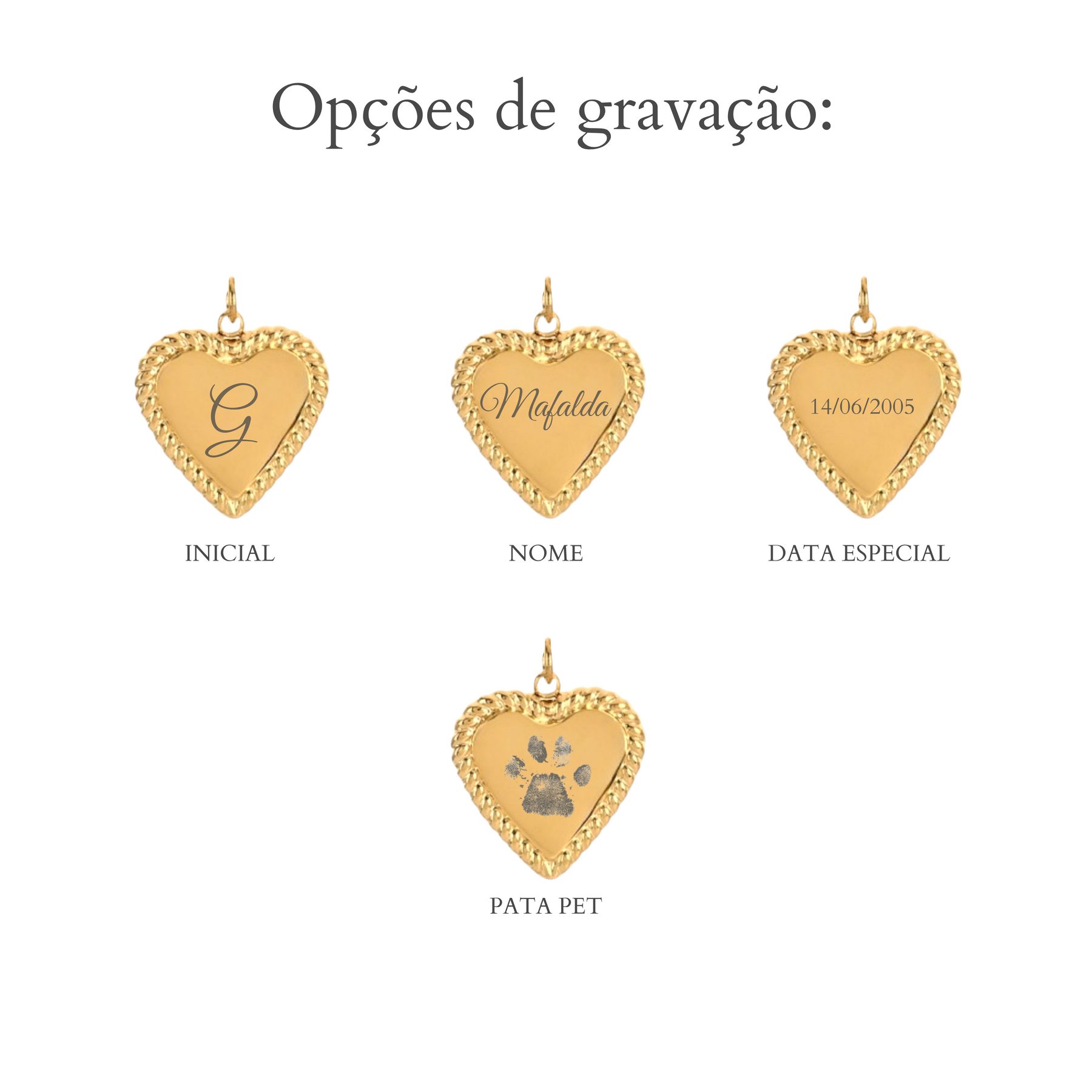 Colar Medalha Coração Personalizável