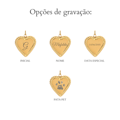 Colar Medalha Coração Personalizável