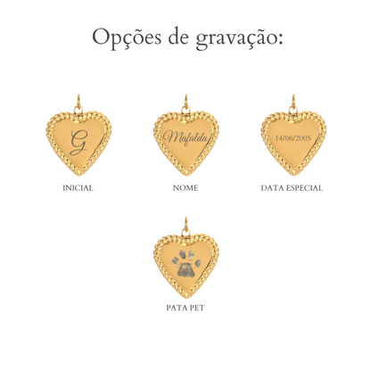 Colar Medalha Coração Personalizável